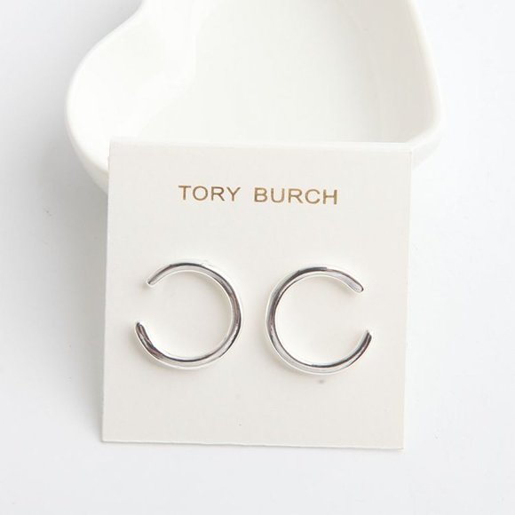 Tory Burch Sterling Silver Small Loop Earrings - Picture 1 of 9